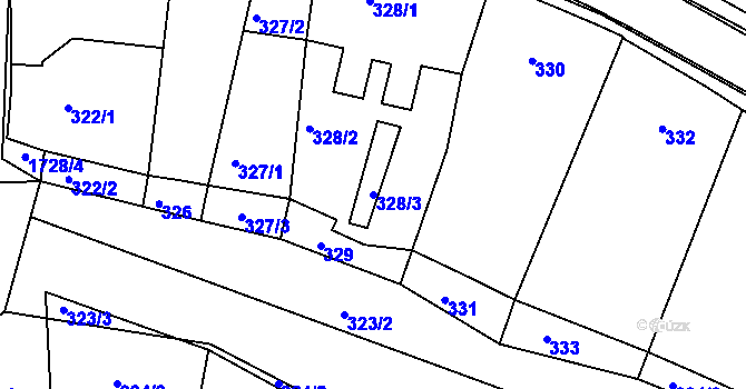 Parcela st. 328/3 v KÚ Moravský Krumlov, Katastrální mapa