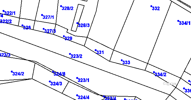 Parcela st. 331 v KÚ Moravský Krumlov, Katastrální mapa