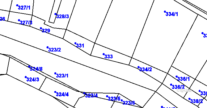 Parcela st. 333 v KÚ Moravský Krumlov, Katastrální mapa