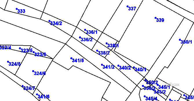 Parcela st. 338/2 v KÚ Moravský Krumlov, Katastrální mapa
