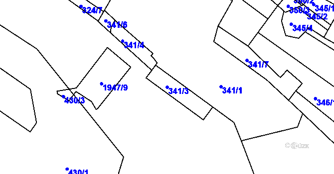 Parcela st. 341/3 v KÚ Moravský Krumlov, Katastrální mapa