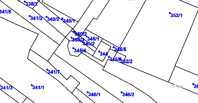 Parcela st. 344 v KÚ Moravský Krumlov, Katastrální mapa