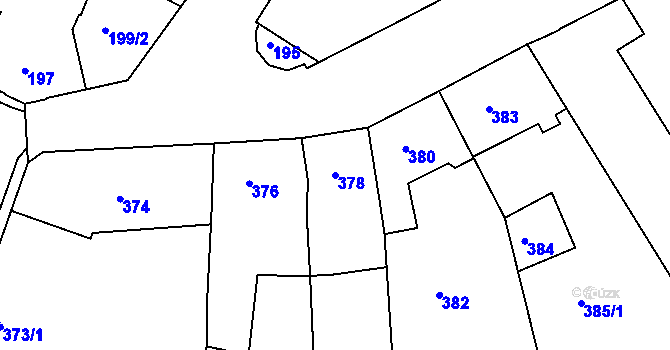 Parcela st. 378 v KÚ Moravský Krumlov, Katastrální mapa