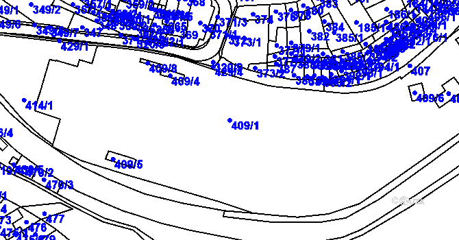 Parcela st. 409/1 v KÚ Moravský Krumlov, Katastrální mapa