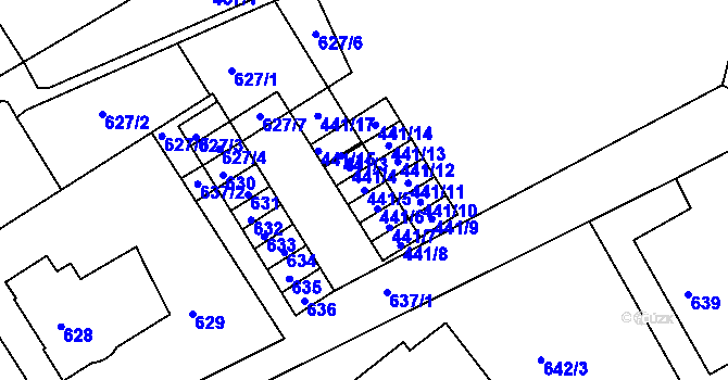 Parcela st. 441/5 v KÚ Moravský Krumlov, Katastrální mapa