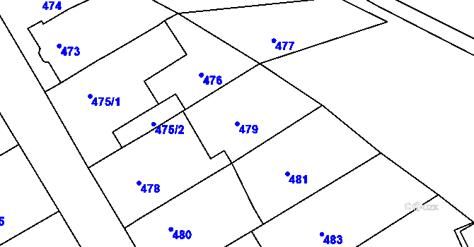 Parcela st. 479 v KÚ Moravský Krumlov, Katastrální mapa