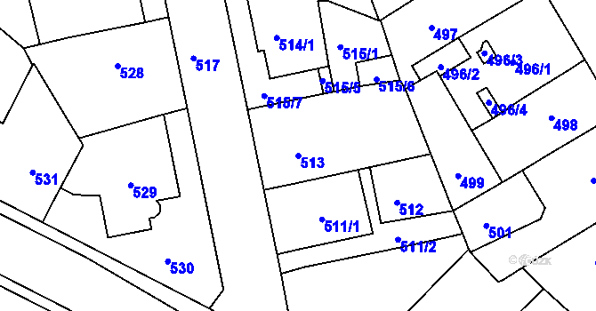 Parcela st. 513 v KÚ Moravský Krumlov, Katastrální mapa