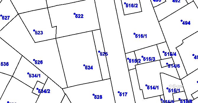 Parcela st. 525 v KÚ Moravský Krumlov, Katastrální mapa