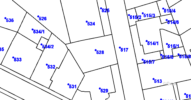 Parcela st. 528 v KÚ Moravský Krumlov, Katastrální mapa