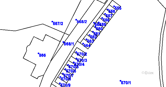 Parcela st. 564 v KÚ Moravský Krumlov, Katastrální mapa