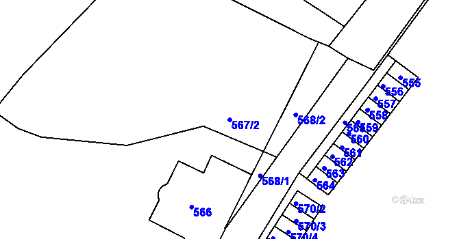Parcela st. 567/2 v KÚ Moravský Krumlov, Katastrální mapa