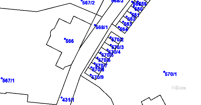 Parcela st. 570/5 v KÚ Moravský Krumlov, Katastrální mapa