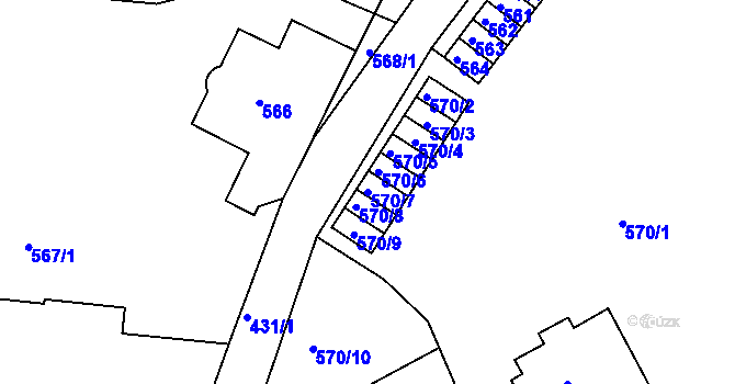 Parcela st. 570/7 v KÚ Moravský Krumlov, Katastrální mapa
