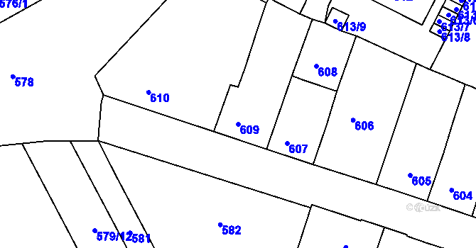 Parcela st. 609 v KÚ Moravský Krumlov, Katastrální mapa