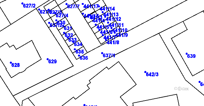 Parcela st. 637/1 v KÚ Moravský Krumlov, Katastrální mapa