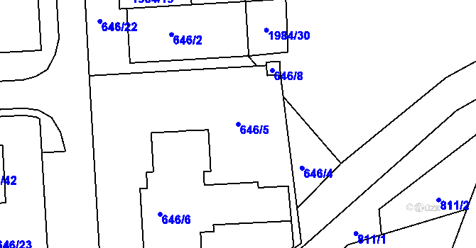Parcela st. 646/5 v KÚ Moravský Krumlov, Katastrální mapa