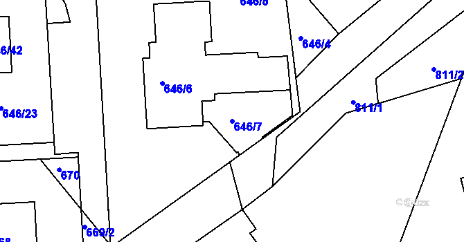 Parcela st. 646/7 v KÚ Moravský Krumlov, Katastrální mapa