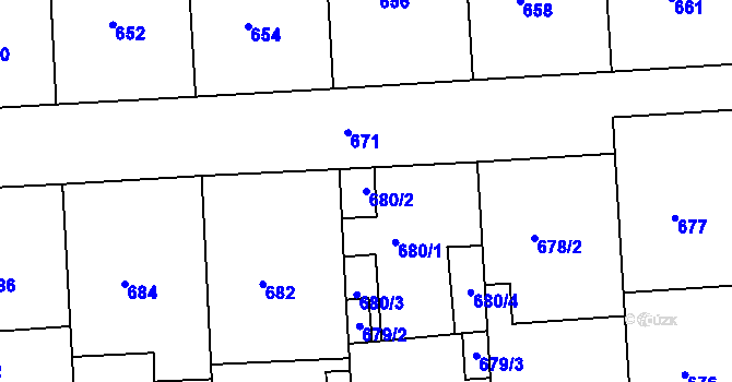 Parcela st. 680/2 v KÚ Moravský Krumlov, Katastrální mapa