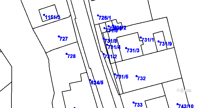 Parcela st. 731/2 v KÚ Moravský Krumlov, Katastrální mapa