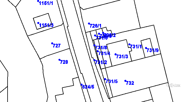 Parcela st. 731/4 v KÚ Moravský Krumlov, Katastrální mapa