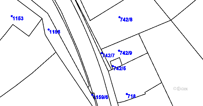 Parcela st. 742/7 v KÚ Moravský Krumlov, Katastrální mapa