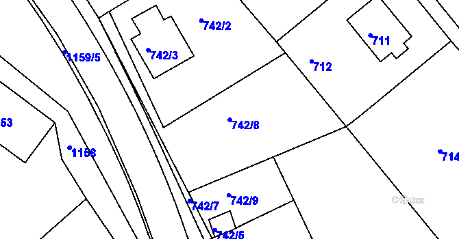 Parcela st. 742/8 v KÚ Moravský Krumlov, Katastrální mapa