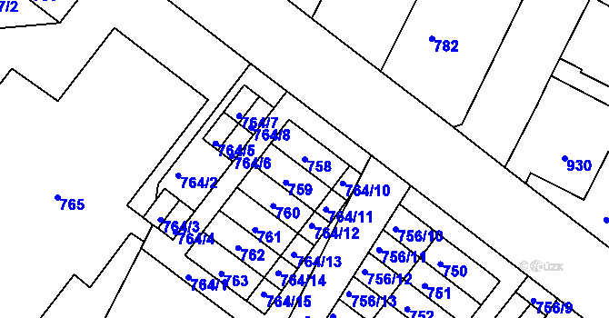 Parcela st. 758 v KÚ Moravský Krumlov, Katastrální mapa
