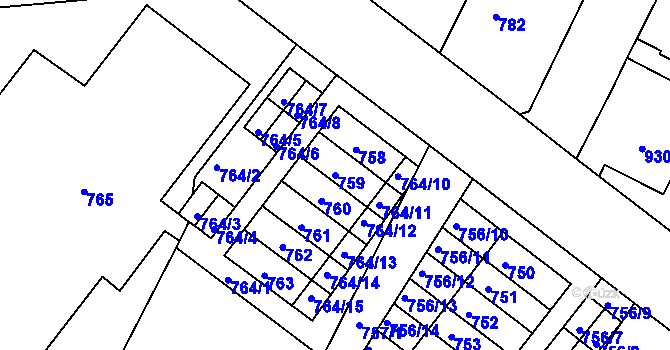 Parcela st. 759 v KÚ Moravský Krumlov, Katastrální mapa