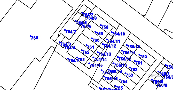 Parcela st. 761 v KÚ Moravský Krumlov, Katastrální mapa