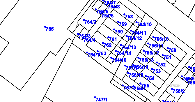Parcela st. 763 v KÚ Moravský Krumlov, Katastrální mapa