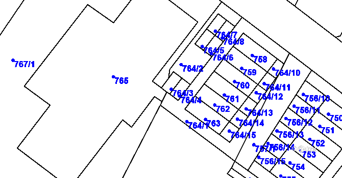Parcela st. 764/3 v KÚ Moravský Krumlov, Katastrální mapa