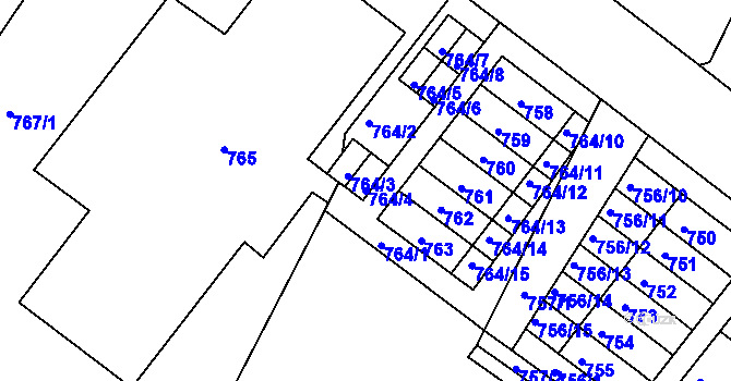 Parcela st. 764/4 v KÚ Moravský Krumlov, Katastrální mapa