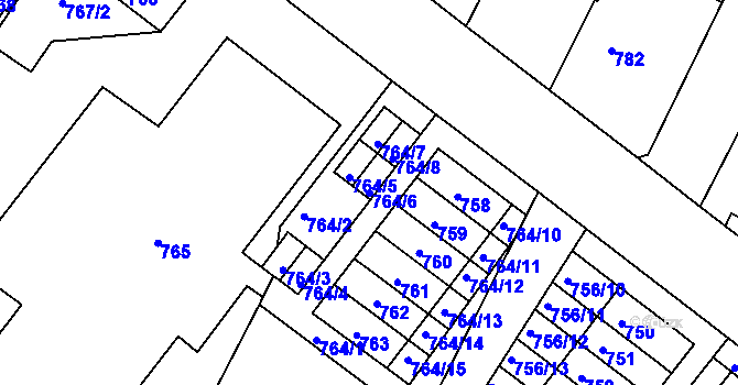 Parcela st. 764/6 v KÚ Moravský Krumlov, Katastrální mapa