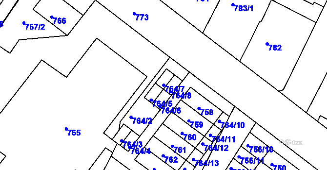 Parcela st. 764/7 v KÚ Moravský Krumlov, Katastrální mapa