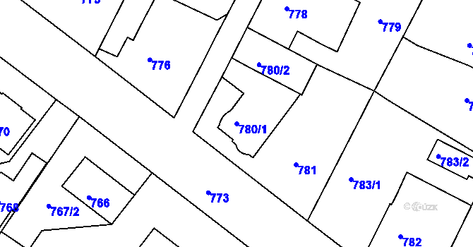 Parcela st. 780/1 v KÚ Moravský Krumlov, Katastrální mapa