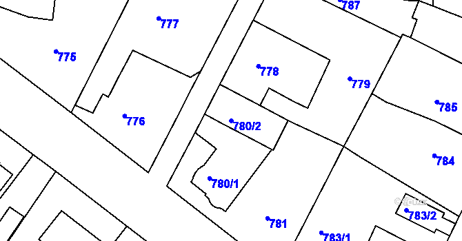 Parcela st. 780/2 v KÚ Moravský Krumlov, Katastrální mapa