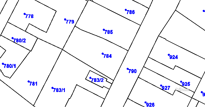 Parcela st. 784 v KÚ Moravský Krumlov, Katastrální mapa