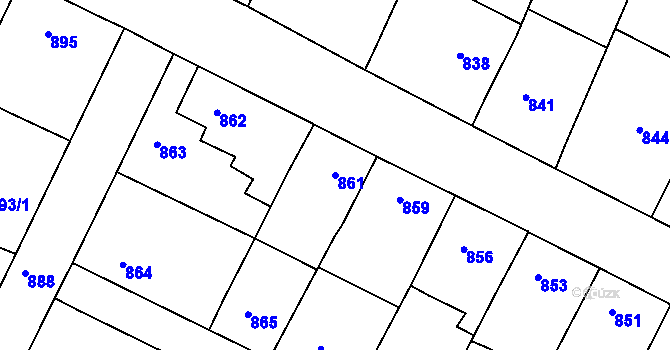 Parcela st. 861 v KÚ Moravský Krumlov, Katastrální mapa