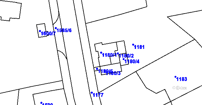 Parcela st. 1180/1 v KÚ Moravský Krumlov, Katastrální mapa