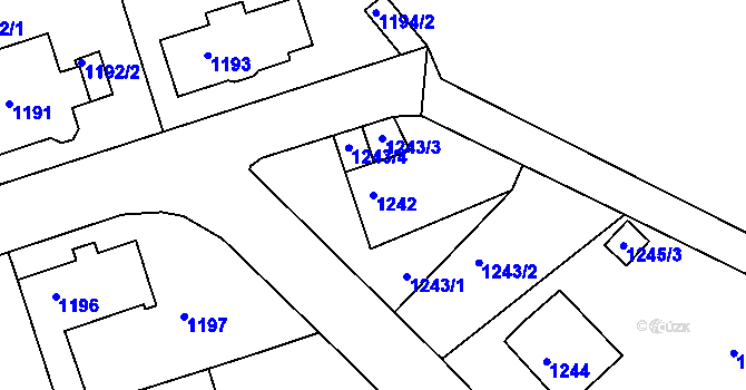 Parcela st. 1242 v KÚ Moravský Krumlov, Katastrální mapa