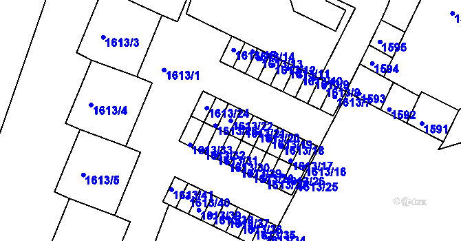 Parcela st. 1613/22 v KÚ Moravský Krumlov, Katastrální mapa