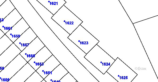 Parcela st. 1623 v KÚ Moravský Krumlov, Katastrální mapa