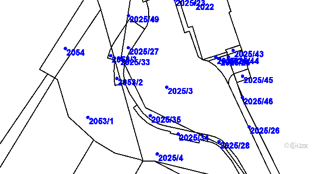 Parcela st. 2025/3 v KÚ Moravský Krumlov, Katastrální mapa