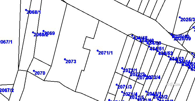 Parcela st. 2071/1 v KÚ Moravský Krumlov, Katastrální mapa