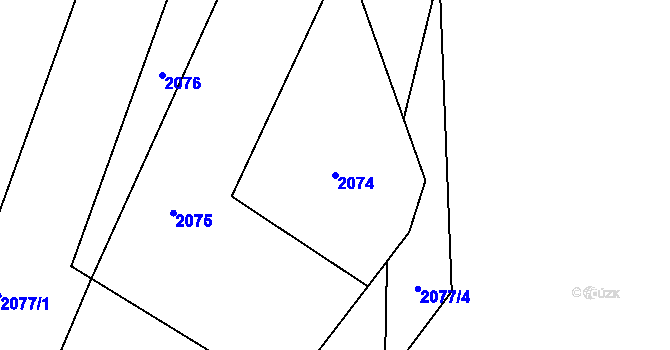 Parcela st. 2074 v KÚ Moravský Krumlov, Katastrální mapa