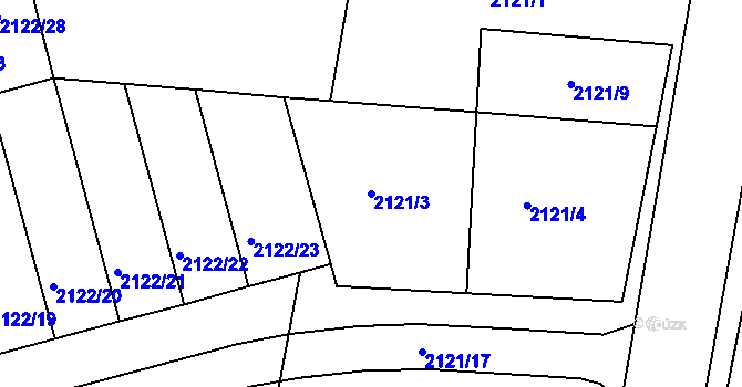 Parcela st. 2121/3 v KÚ Moravský Krumlov, Katastrální mapa