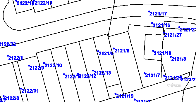 Parcela st. 2121/5 v KÚ Moravský Krumlov, Katastrální mapa