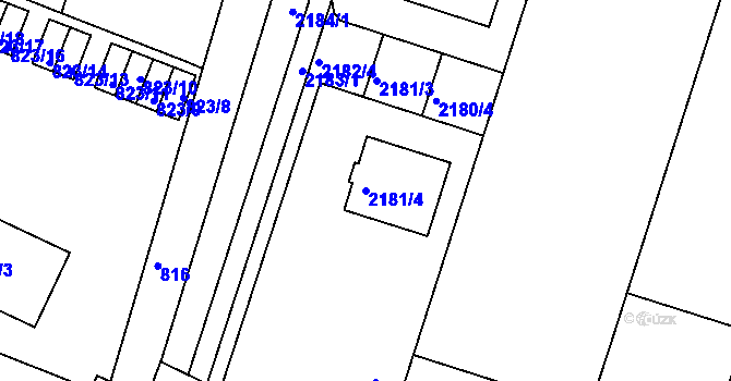 Parcela st. 2181/4 v KÚ Moravský Krumlov, Katastrální mapa