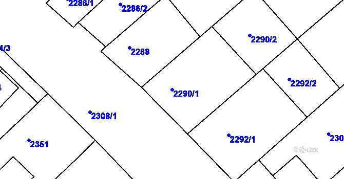 Parcela st. 2290/1 v KÚ Moravský Krumlov, Katastrální mapa