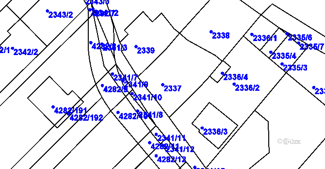 Parcela st. 2337 v KÚ Moravský Krumlov, Katastrální mapa